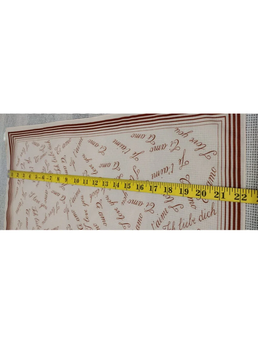 Vintage Italy 1970s Je T'aime Ti Amo I LOVE YOU SCARF 1980s LOVE Brown Polyester
